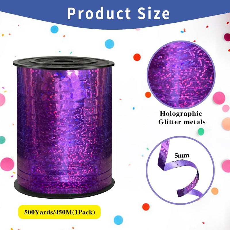 WFAUIBR 500 Yards Purple Shiny Curling Ribbon for Halloween, Gift Wrapping, Balloon String, Parties, Crafts, and Decoration - Image 2